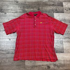 Bobby Jones Collection Red Plaid Masters Graphic Golf Polo Augusta - Men's XL